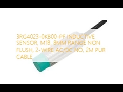 3RG4023-0KB00-PF SENSOR INDUTIVO, M18, 8MM RANGE NÃO FLUSH, 2-WIRE AC/DC NO, 2M PUR CABLE